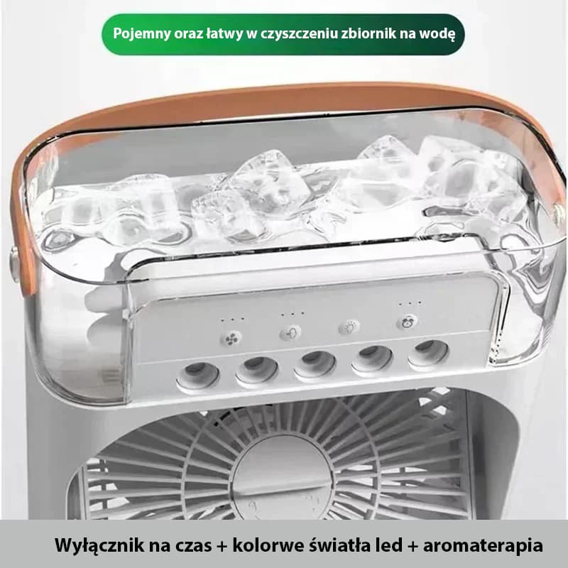 Przenośny wentylator 3w1 z LED i nawilżaczem powietrza USB 🌬️