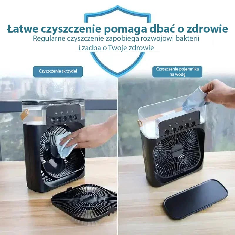 Przenośny wentylator 3w1 z LED i nawilżaczem powietrza USB 🌬️